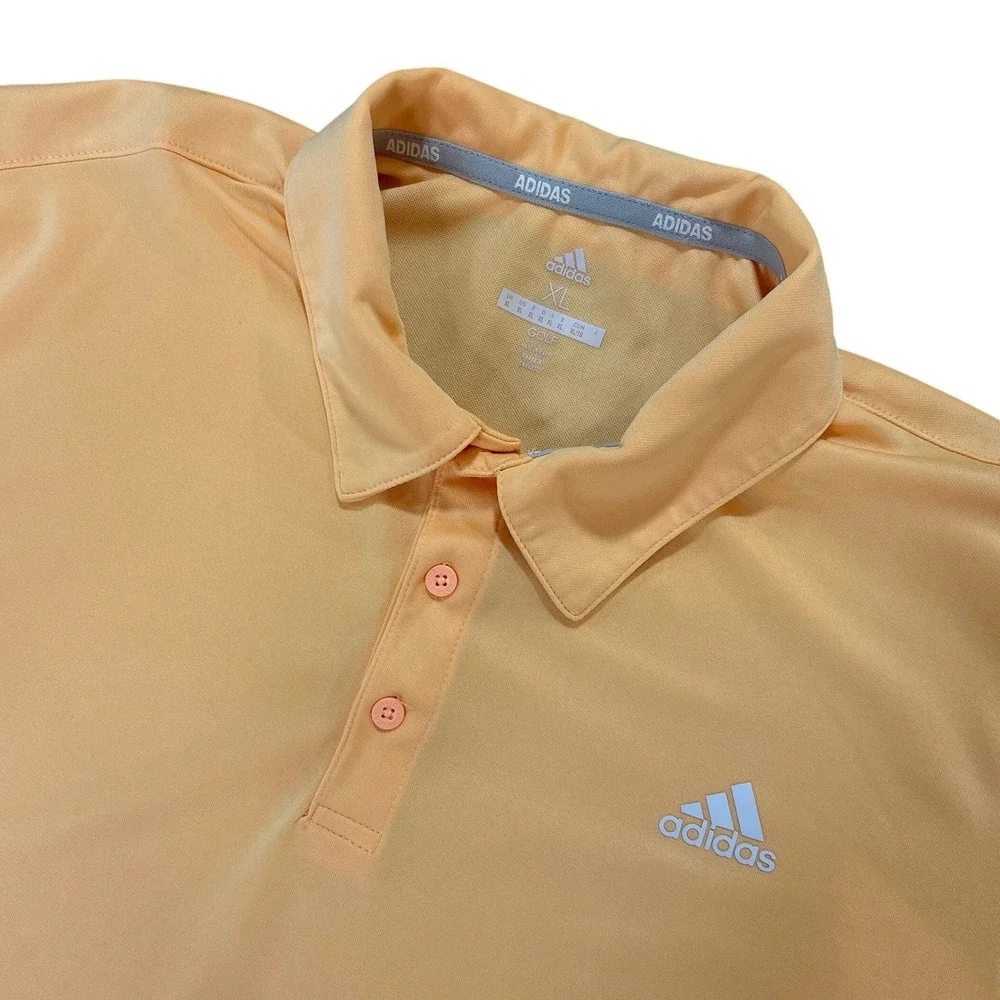 Adidas Golf Polo Shirt Mens‎ XL Orange Short Sleeve 3-Stripe Performance RN88387